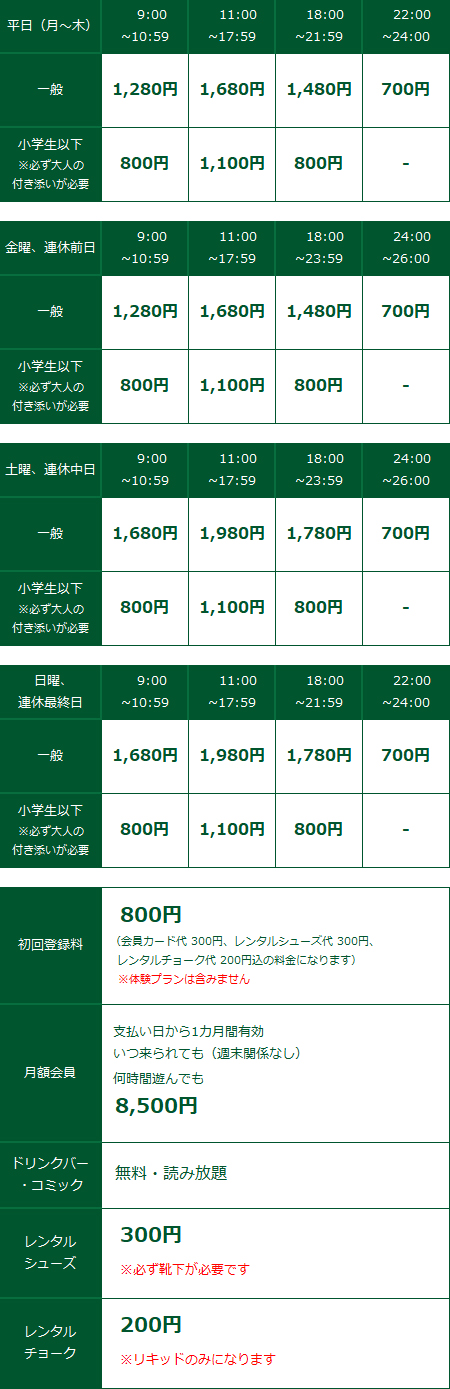 料金表