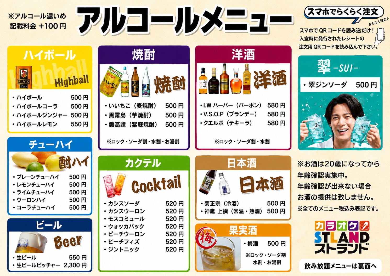 アルコールメニュー